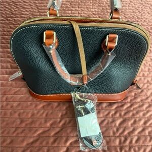 New Dooney & Bourke Black and Brown Zip Zip Shoulder Bag- not used. With tags